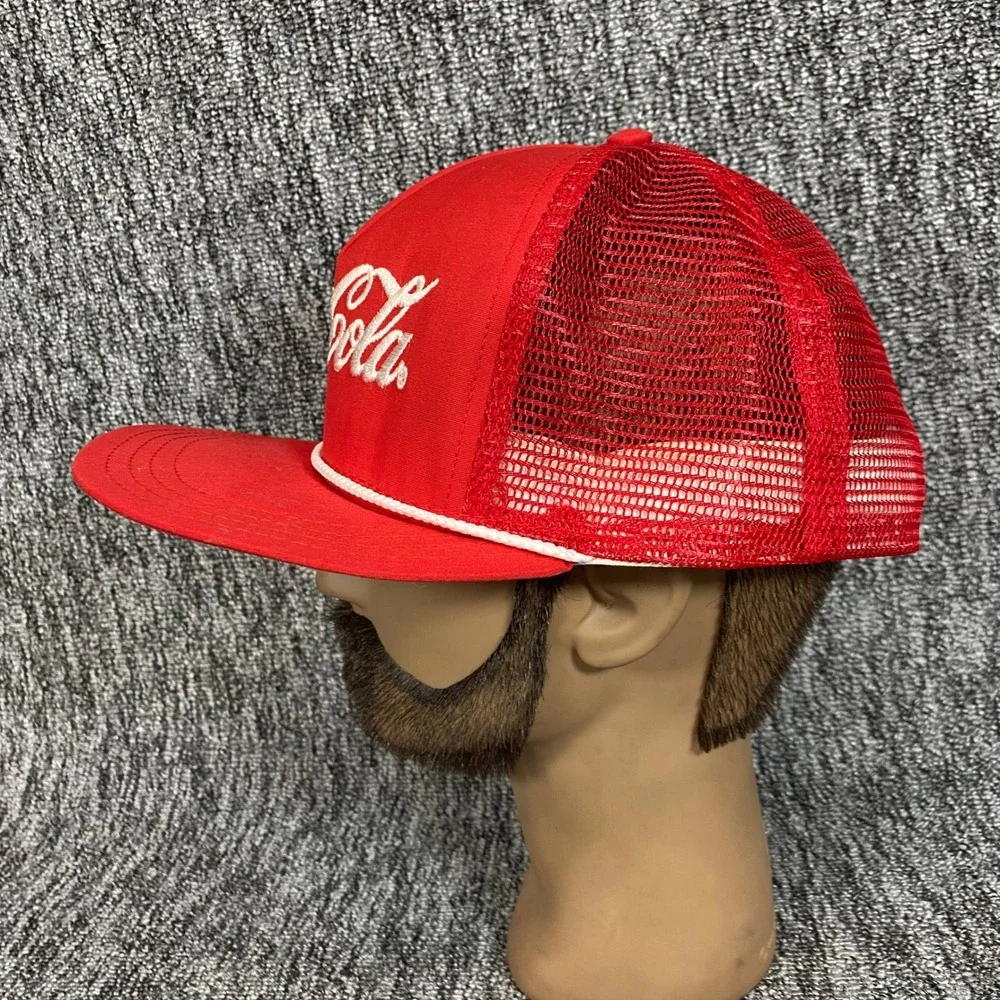 Vintage Coca Cola Trucker Hat Red Rope Mesh Snapback Cap Script Made In USA